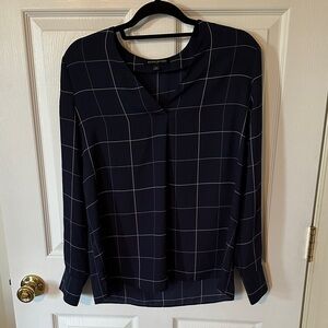 Banana Republic Navy Grid Women's Blouse
